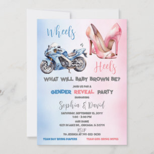 Invitation Fête de révélation du sexe de bébé 'Roues ou talon