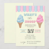 Invitation Fête de Révélation du Sexe de Bébé What's The Scoo (Devant / Derrière)