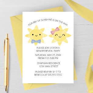 Invitation Fête de Révélation du Sexe de Cute Ray of Sunshine