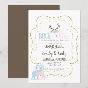 Invitation Fête de Révélation du Sexe du Bébé Cerf ou Biche B