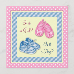 Invitation Fête de révélation du sexe du bébé chaussure rose
