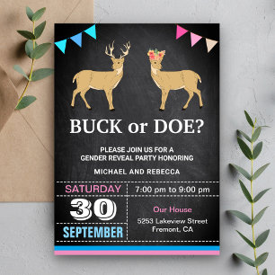 Invitation Fête de révélation du sexe du chevreuil ou de la b