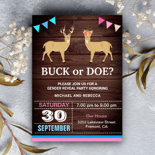 Invitation Fête de révélation du sexe du chevreuil ou de la b
