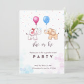 Invitation fête de révélation du sexe,garçon ou fille, élépha (Debout devant)