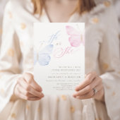 Invitation Fête de Révélation du Sexe Papillons Rose Bleu