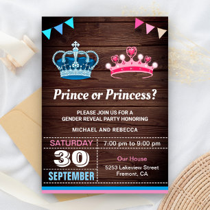 Invitation Fête de révélation du sexe Prince ou Princesse