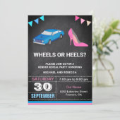 Invitation Fête de Révélation du Sexe 'Roues ou Talons' (Debout devant)