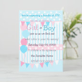 Invitation Fête de révélation pour bébé ou garçon (Debout devant)