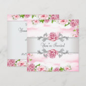 Invitation Fête de Rose Rose en Toute Occasion (Devant / Derrière)