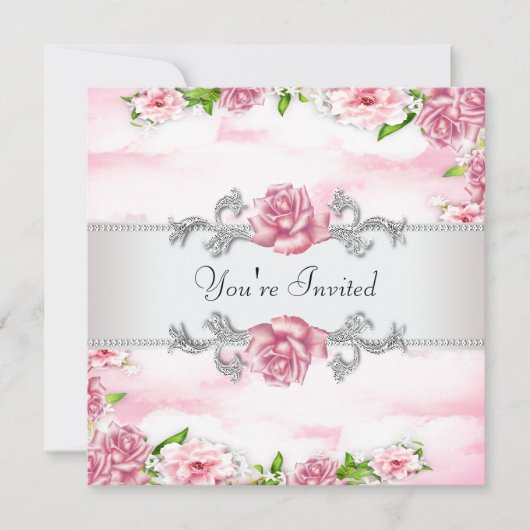 Invitation Fête de Rose Rose en Toute Occasion (Devant)