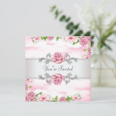 Invitation Fête de rose rose pour toutes occasions (Debout devant)