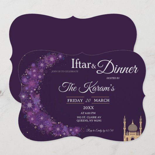 Invitation Fête de rupture du jeûne du Ramadan à la mosquée m (Devant / Derrière)