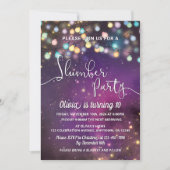 Invitation Fête de sciage Galaxy Chaîne Lumières violet Anniv (Devant)