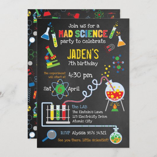 Invitation Fête de science folle neutre en matière de genre l (Devant / Derrière)