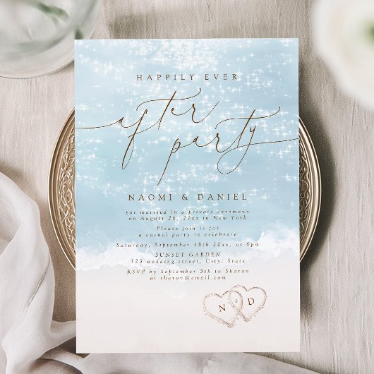 Invitation Fête de script moderne Sables Cœurs Heureux À Tout