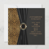 Invitation Fête de seize ans Luxueuse Classe Léopard Noir (Dos)