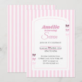 Invitation Fête de Sept Ans Thème Coquette Rose Tendre avec N (Devant / Derrière)
