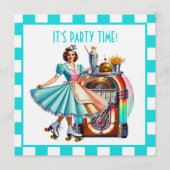 Invitation Fête de serveuse rétro mignonne (Devant)