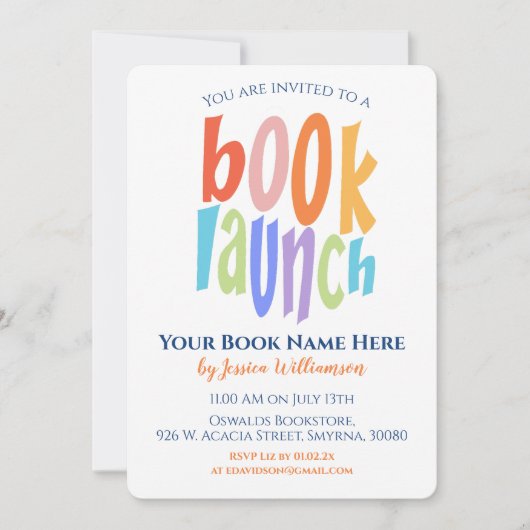 Invitation Fête de signature de lancement de livre moderne (Devant)