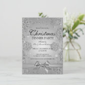 Invitation Fête de Silver Christma Glitter Winter Bow (Debout devant)