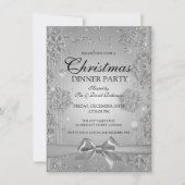 Invitation Fête de Silver Christma Glitter Winter Bow (Devant)