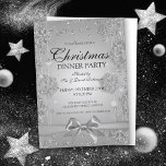 Invitation Fête de Silver Christma Glitter Winter Bow<br><div class="desc">Elegant Formal Company & Corporate Christmas Party / Cocktail Diner Témplate with Silver Glitter Confeti and Ribbon. Impress your friends with this ophisticated and modern design.</div>