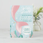 Invitation Fête de sirène à éclaboussures Anniversaire sous l (Debout devant)