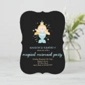 Invitation Fête de sirène Blonde Aqua fête d'anniversaire (Debout devant)