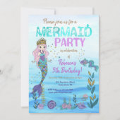 Invitation Fête de sirène Purple Parties scintillant Turquois (Devant)