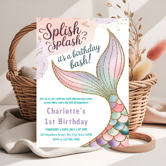 Invitation Fête de Sirène Sous l'Océan