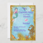 Invitation Fête de sirène sous l'océan fantastique (Devant)