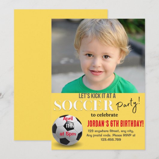 Invitation Fête de soccer (Devant / Derrière)