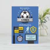 Invitation Fête de soccer du garçon Anniversaire Sports Invit (Debout devant)