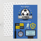 Invitation Fête de soccer du garçon Anniversaire Sports Invit (Devant / Derrière)