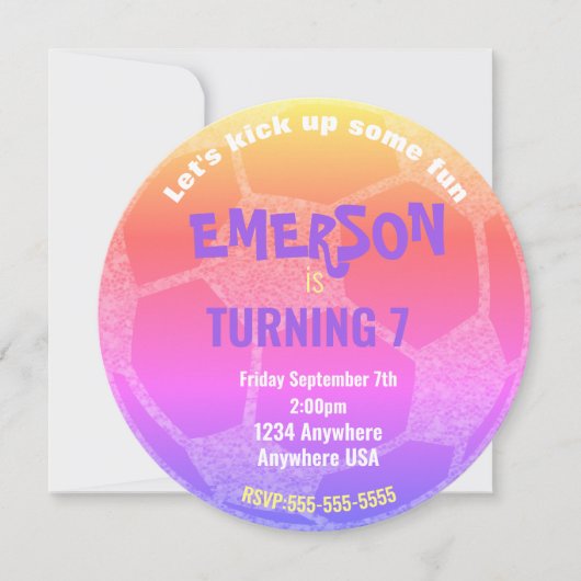 Invitation Fête de soccer Pastel Soccer Ball (Devant)
