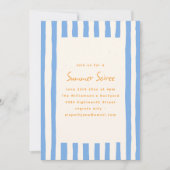 Invitation Fête de soirée d'été jaune rayée peinte en bleu (Devant)