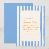 Invitation Fête de soirée d'été jaune rayée peinte en bleu (Devant / Derrière)