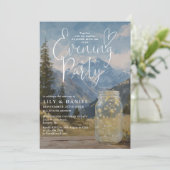 Invitation Fête de soirée rustique Boho Mountain Mason Jar (Debout devant)
