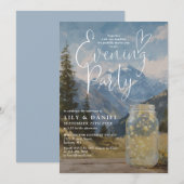 Invitation Fête de soirée rustique Boho Mountain Mason Jar (Devant / Derrière)