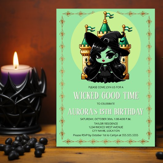 Invitation Fête de Sorcière Méchante Bonne Heure