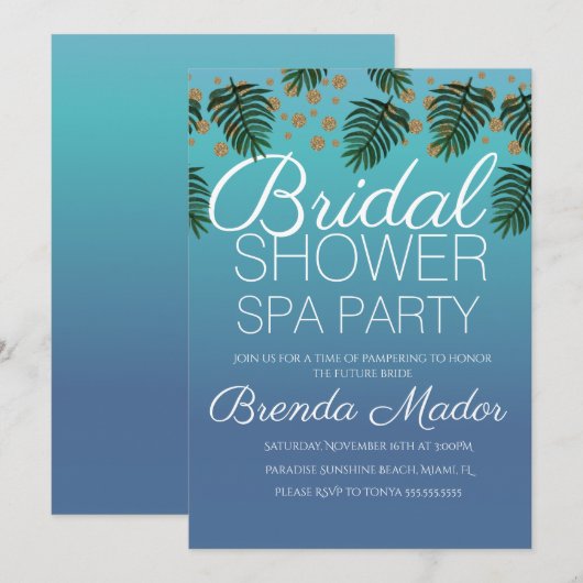 Invitation Fête de Spa Fond de Verdure Ombrée pour Enterremen (Devant / Derrière)