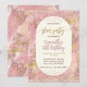 Invitation Fête de Spa Glamour pour Filles Modernes Faux Pail (Devant / Derrière)