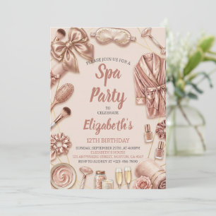 Invitation Fête de Spa Paillettes Glamour Fille Maquillage An