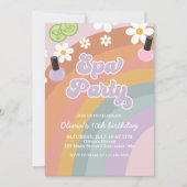 Invitation Fête de Spa rétro Anniversaire Arc-en-ciel (Devant)