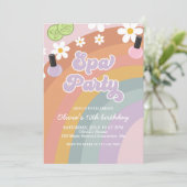 Invitation Fête de Spa rétro Anniversaire Arc-en-ciel (Debout devant)