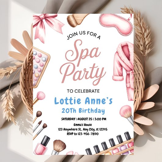 Invitation Fête de Spa Rose Élégant