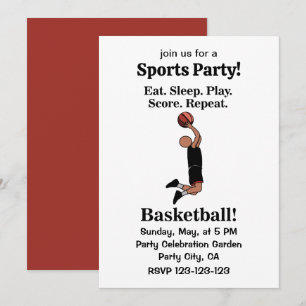 Invitation Fête de Sport Garçons Joueur de Basket-ball
