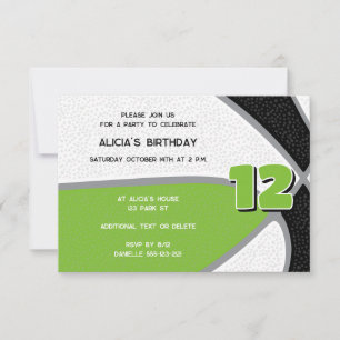 Invitation fête de sport pour filles vert brillant noir baske