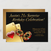 Invitation Fête de style casino DEMANDEZ-MOI DE METTRE LES NO (Devant / Derrière)