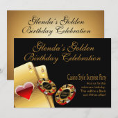 Invitation Fête de style casino DEMANDEZ-MOI DE METTRE LES NO (Devant / Derrière)